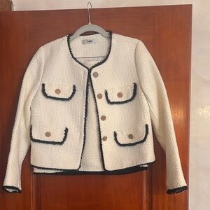 J.ING Cream Tweed Jacket with Black Accents